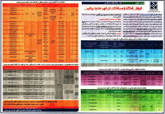 مزایده,مزایده فروش املاک و مستغلات شهر جدید پردیس