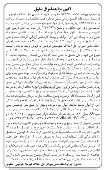 مزایده، مزایده سواری خودروی سمند