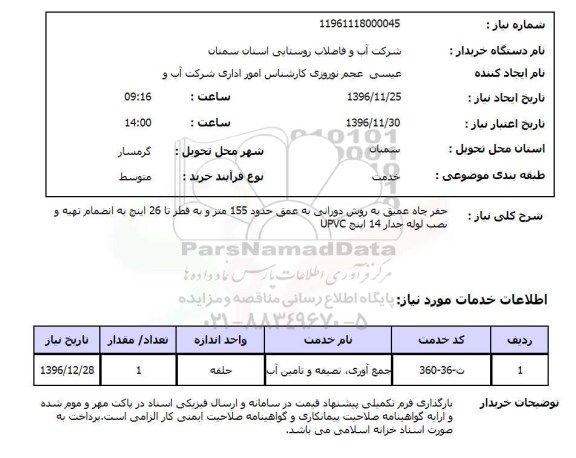 استعلام, استعلام  حفر چاه عمیق به روش دورانی