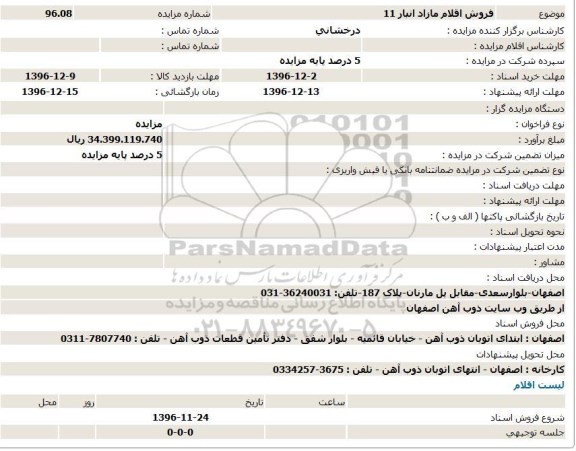 مزایده ,مزایده فروش اقلام مازاد انبار 