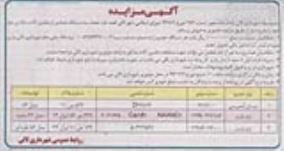 آگهی مزایده , مزایده تعدادی از ماشین آلات مازاد