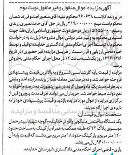 مزایده ,مزایده ساختمان مسکونی مساحت صد و بیست متر
