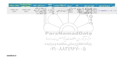 مناقصه,مناقصه خیابان سازی ...