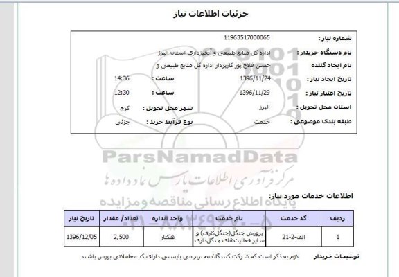 استعلام , استعلام پرورش جنگل - جنگل کاری و سایر فعالیت های جنگل داری 