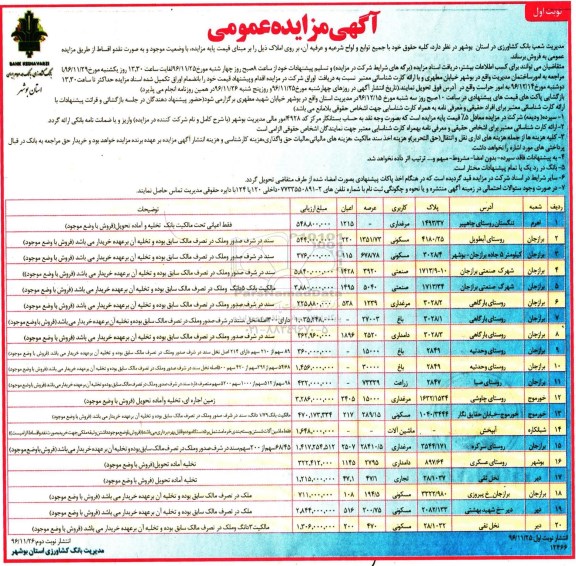 مزایده ,مزایده فروش املاک نقد و اقساط 