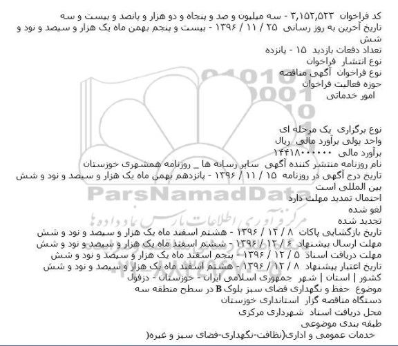 مناقصه,مناقصه حفظ و نگهداری فضای سبز 