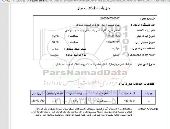 استعلام, ساماندهی و بازسازی گلزار  