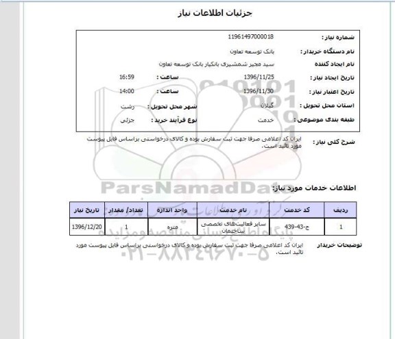استعلام ​فعالیت های تخصصی ساختمان 