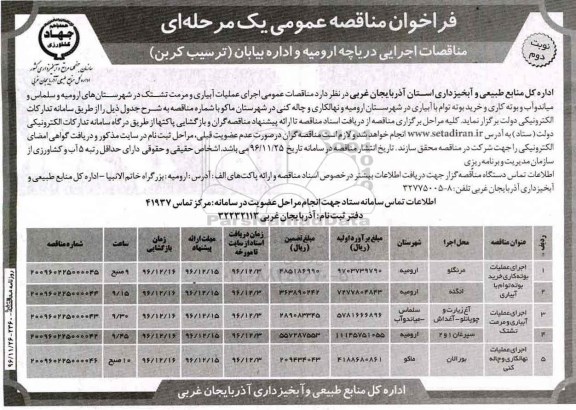 مناقصه ,مناقصه اجرای عملیات آبیاری و ...نوبت دوم 