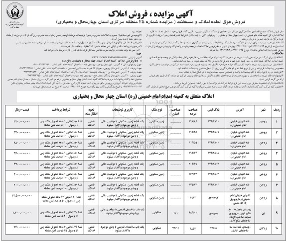 مزایده,مزایده فروش تعدادی از املاک مسکونی زمین مسکونی آماده فروش