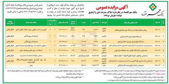مزایده,مزایده فروش املاک تجاری اداری ویلایی آپارتمان زمین