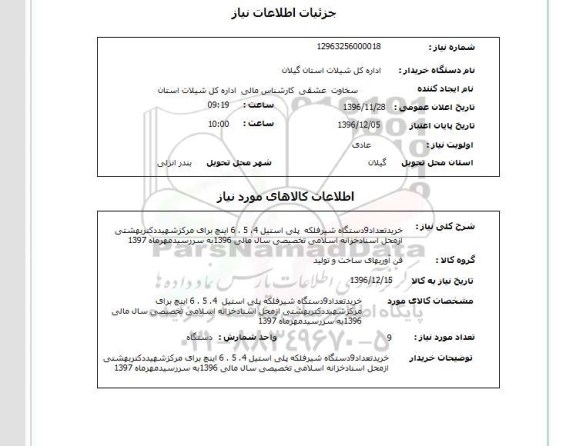 استعلام,استعلام خرید تعداد 9 دستگاه شیر فلکه 