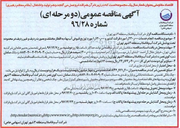 مناقصه ,مناقصه قرائت کنتور و ...