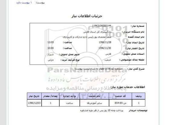 استعلام, استعلام مشاوره کودکان و اطفال