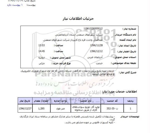 استعلام ، استعلام خدمات تهیه پکیج 