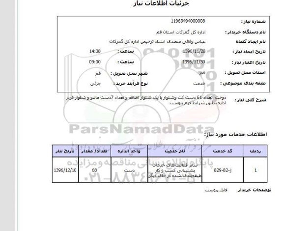 استعلام,استعلام دوخت تعداد 61 دست کت و شلوار ...