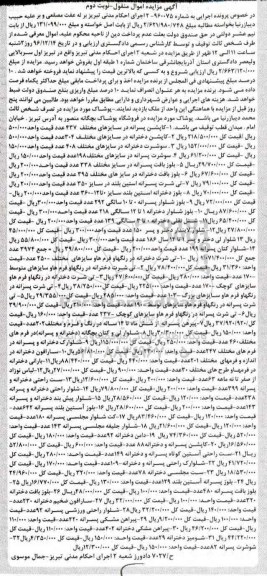 آگهی مزایده اموال منقول، مزایده تی شرت دخترانه، تی شرت پسرانه... نوبت دوم