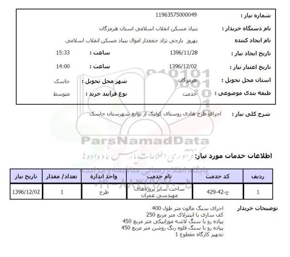 استعلام , استعلام اجرای طرح هادی