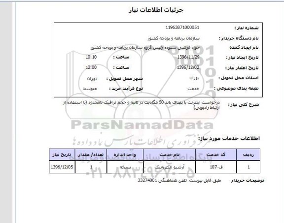 استعلام,استعلام درخواست اینترنت با پهنای باند 50 مگابایت 