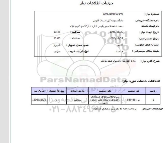 استعلام ,استعلام دوره آموزشی مربیان مهدکودک 