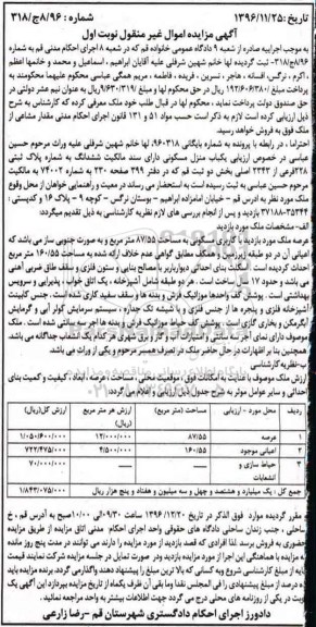 مزایده,مزایده منزل مسکونی مساحت 87.55متر
