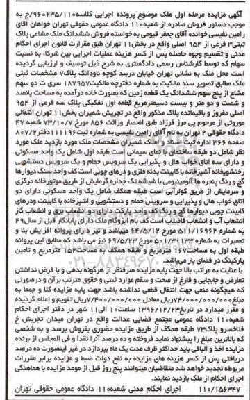 مزایده، مزایده ششدانگ یک قطعه زمین