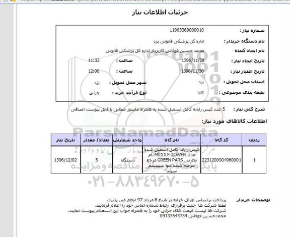 استعلام 5 عدد کیس رایانه کامل اسمبل شده ...