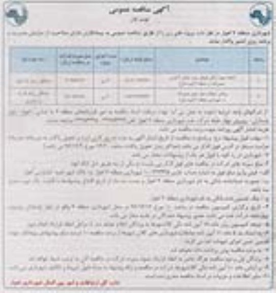 مناقصه عمومی, مناقصه احداث دیوار سنگی، روکش آسفالت معابر ...