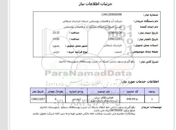 استعلام,استعلام رفع گیر و رسوب زدایی شبکه آب شرب 