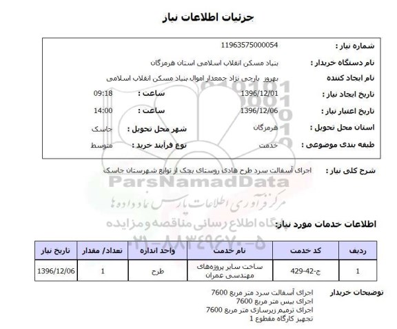 استعلام, استعلام اجرای آسفالت سرد طرح هادی روستای