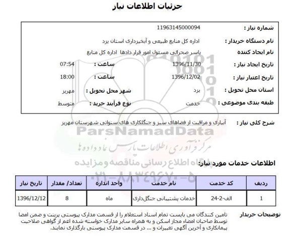 استعلام ,استعلام آبیاری و مراقبت از فضاهای سبز