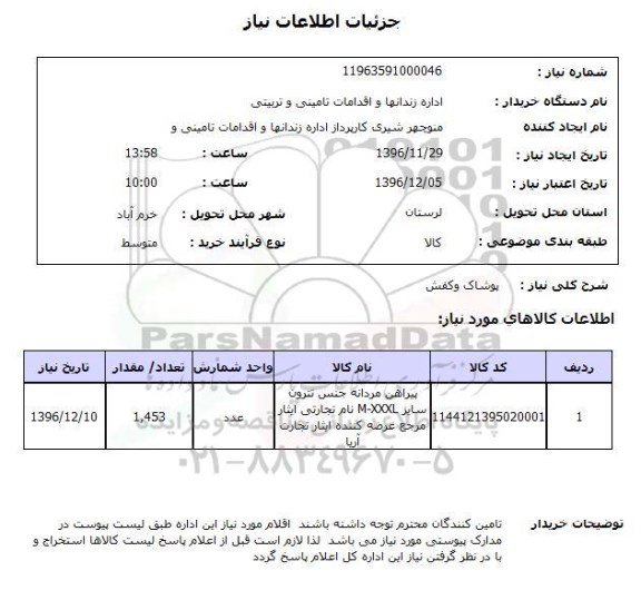 استعلام، استعلام پوشاک و کفش 