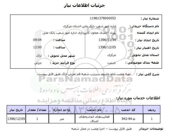 استعلام ,استعلام تهیه و نصب تابلو چلنیوم 