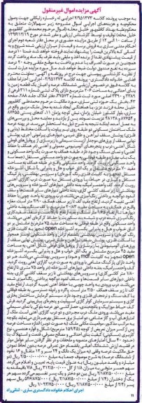 مزایده,مزایده ششدانگ زمین مساحت 206 متر
