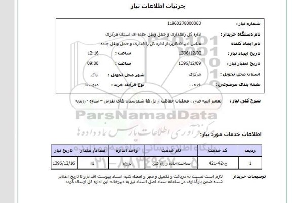 استعلام ,استعلام تعمیر ابنیه فنی ، عملیات حفاظت از پل ها