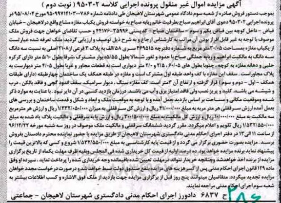 مزایده,مزایده مغازه مشاع مساحت 20.05متر نوبت دوم