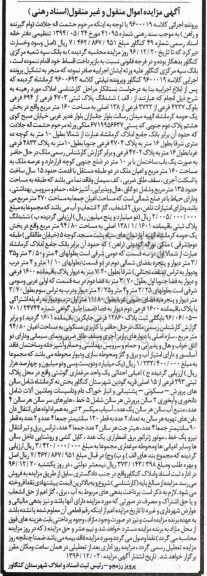 مزایده,مزایده ششدانگ پلاک ثبتی 4703 فرعی مساحت 160 متر