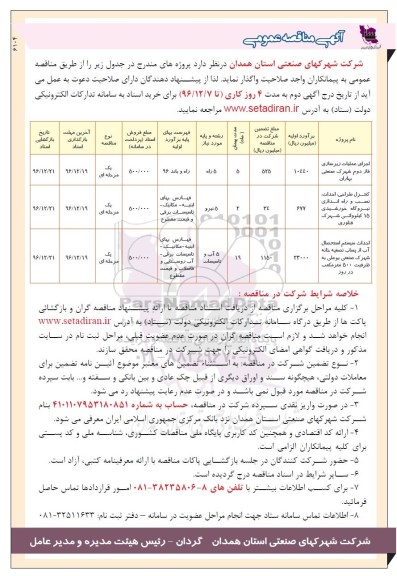آگهی مناقصه عمومی ،  مناقصه اجرای عملیات زیرسازی فاز دوم شهرک صنعتی ....