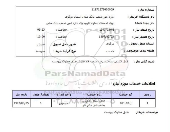 استعلام, استعلام کابل کشی ...