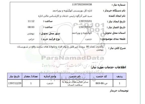 استعلام,استعلام واگذاری تعداد 80 پرونده