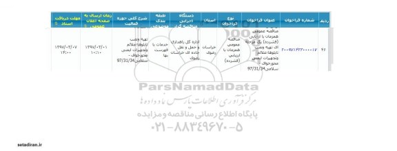 مناقصه عمومی, مناقصه تهیه و نصب تابلوها، علائم و تجهیزات ایمنی 