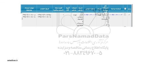 مزایده اقلام ضایعاتی