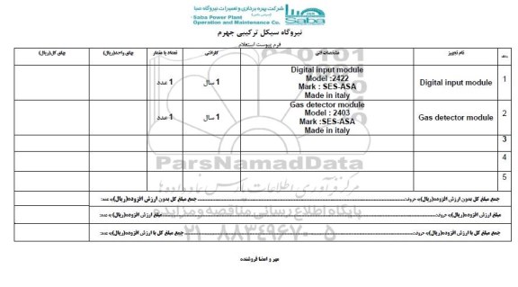 استعلام, استعلام DIGITAL INPUT MODULE ...