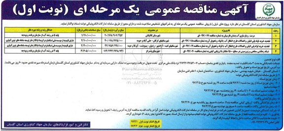 مناقصه عمومی, مناقصه عمومی مرمت و بازسازی آب بندان