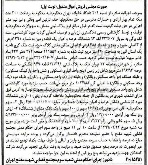 مزایده,مزایده ششدانگ زمین قطعه 949 تفکیکی نوبت اول