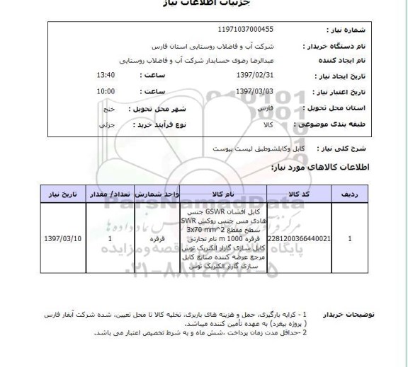 استعلام , استعلام کابل ...