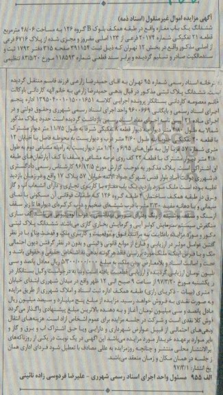 مزایده,مزایده ششدانگ مغازه مساحت 48.06متر