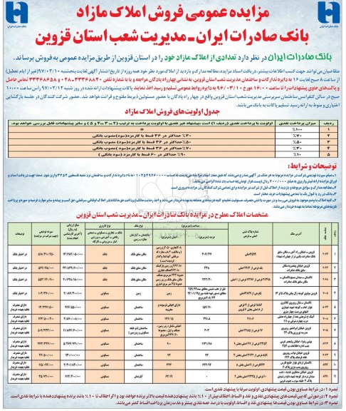 مزایده,مزایده فروش تعدادی از املاک مازاد استان قزوین