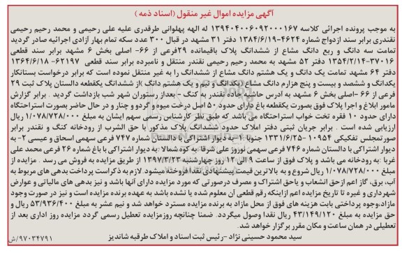 مزایده,مزایده دالستان بخش شش مشهد پلاک ثبت 29 فرعی