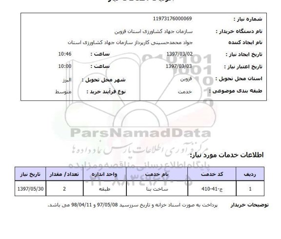 استعلام, استعلام ساخت بنا 